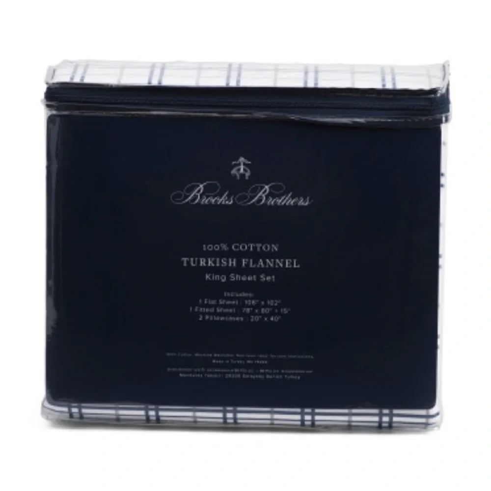 🔥🔥BROOKS BROTHERS Square Brook Plaid Flannel Sheet Set